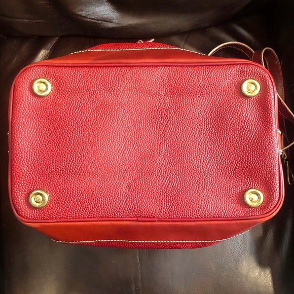 MULBERRY Red Scotchgrain Caviar Leather Drawstring Bucket Crossbody Shoulder Bag - Picture 13 of 17